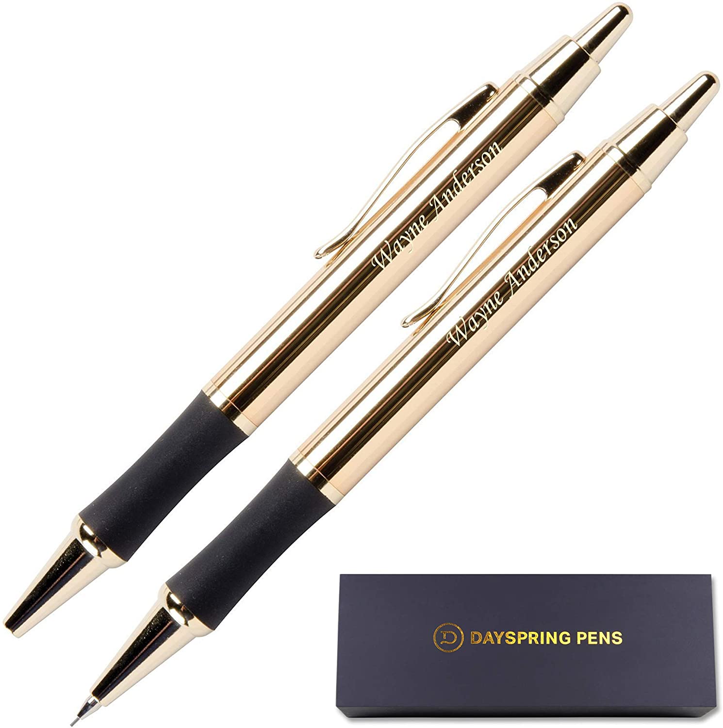 Bolígrafos de regalo chapados en oro con personalizados con nombre de tinta negra