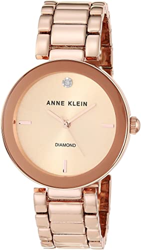 Reloj de pulsera con detalles de diamantes rosado