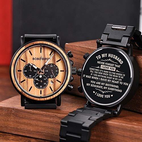 Reloj de pulsera de madera con grabado personalizado BOBO BIRD 