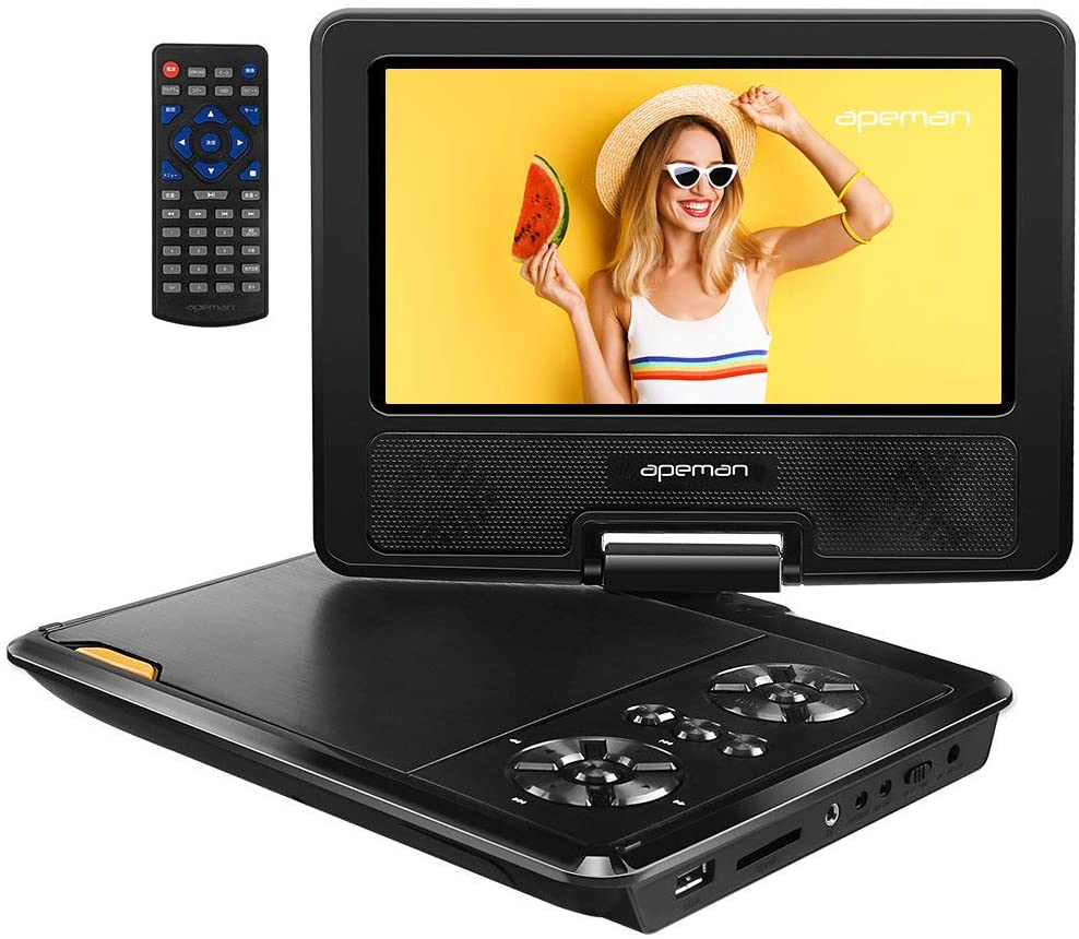 Reproductor de DVD portátil con pantalla giratoria HD y control remoto Apeman